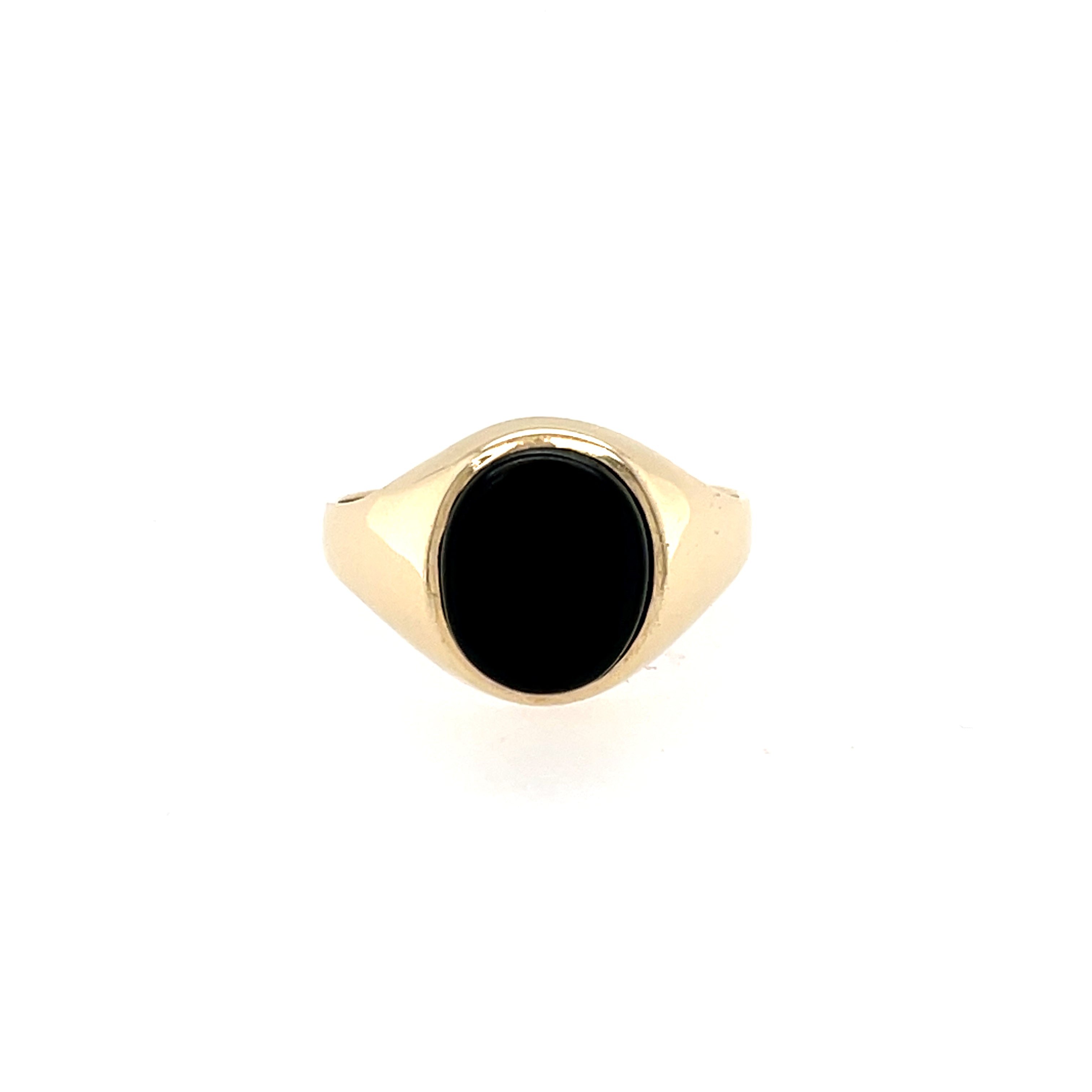 9ct Yellow Gold Vintage Oval Black Onyx Signet Ring - Size U SOLD