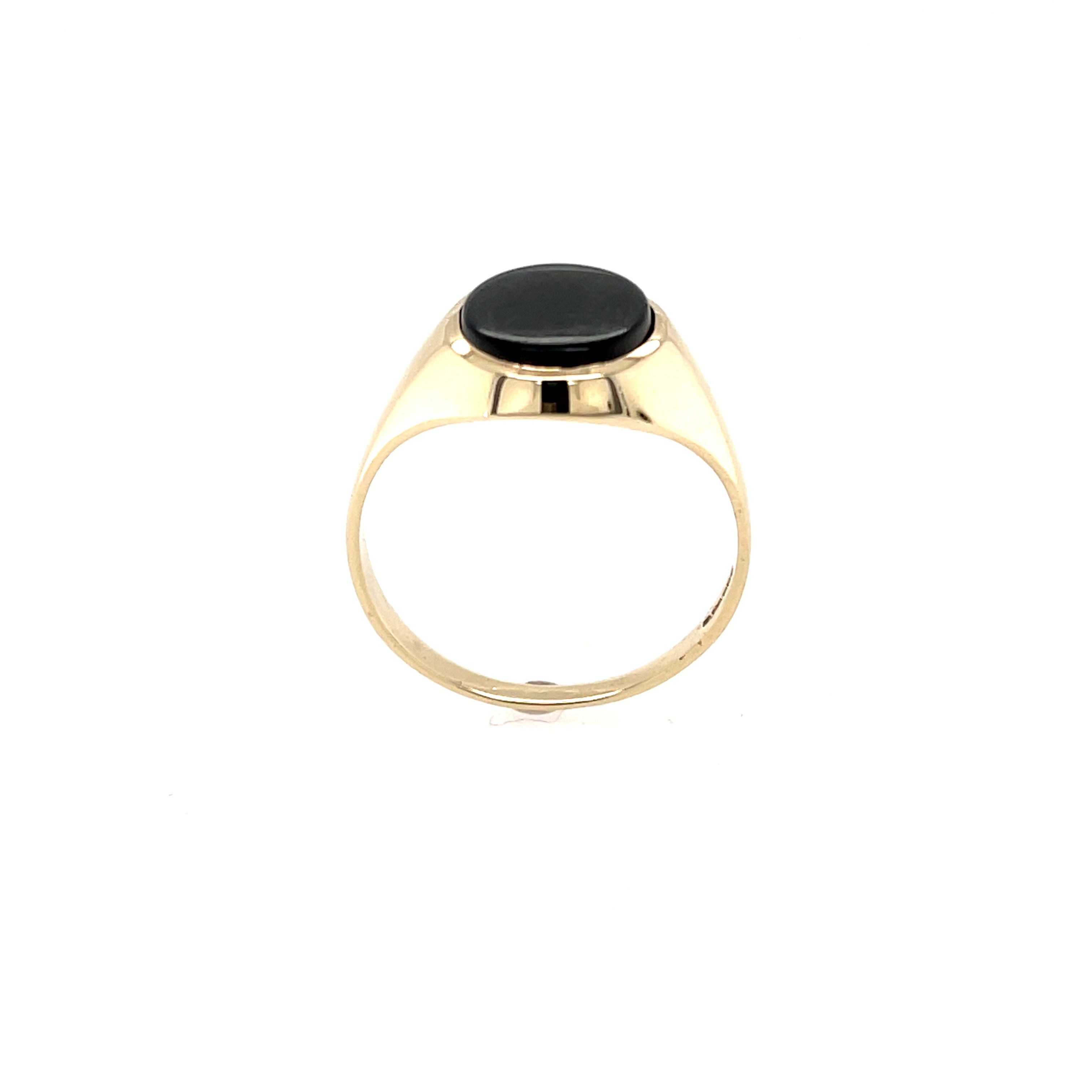 9ct Yellow Gold Vintage Oval Black Onyx Signet Ring - Size U SOLD
