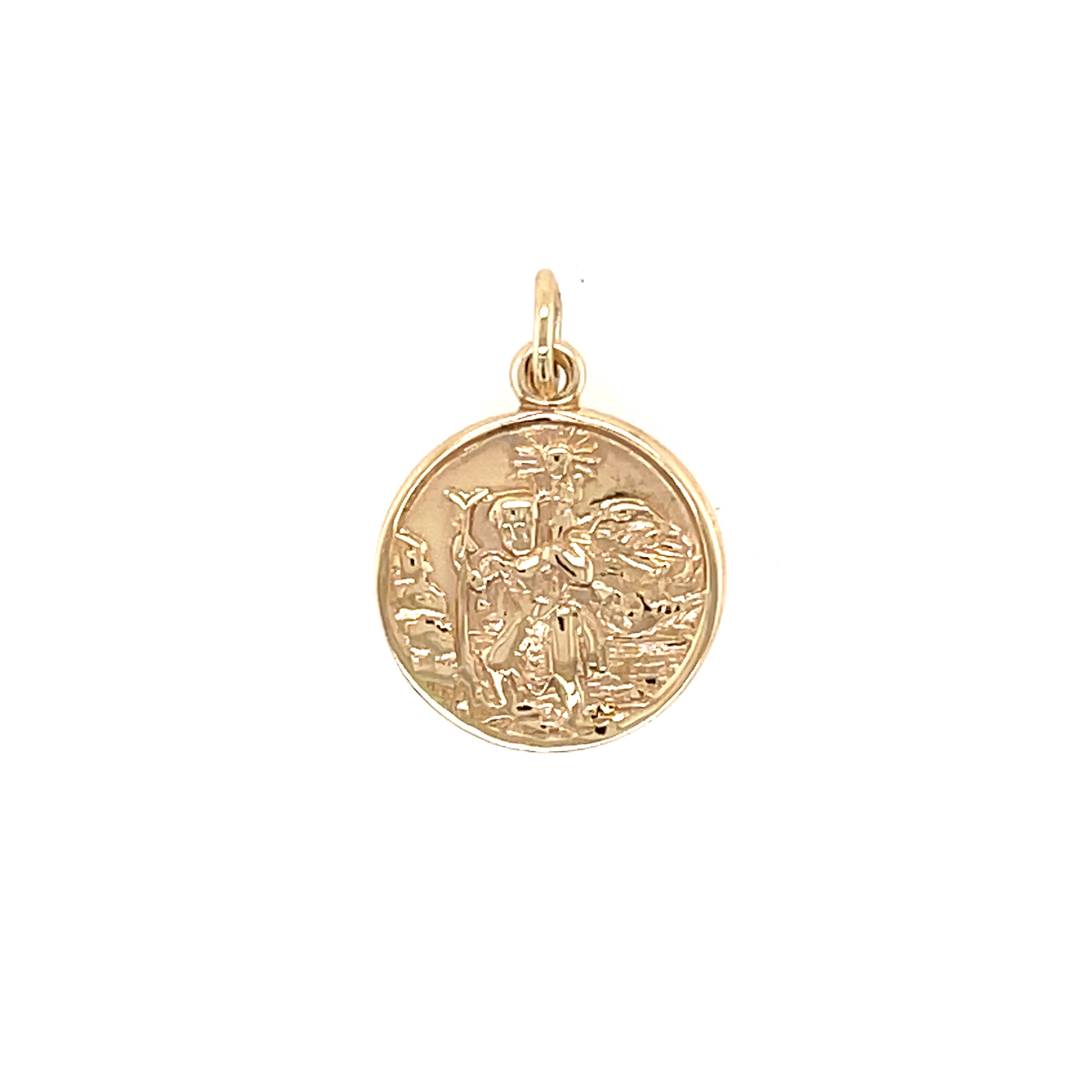 9ct Yellow Gold Round St Christopher Pendant - 1.30g SOLD