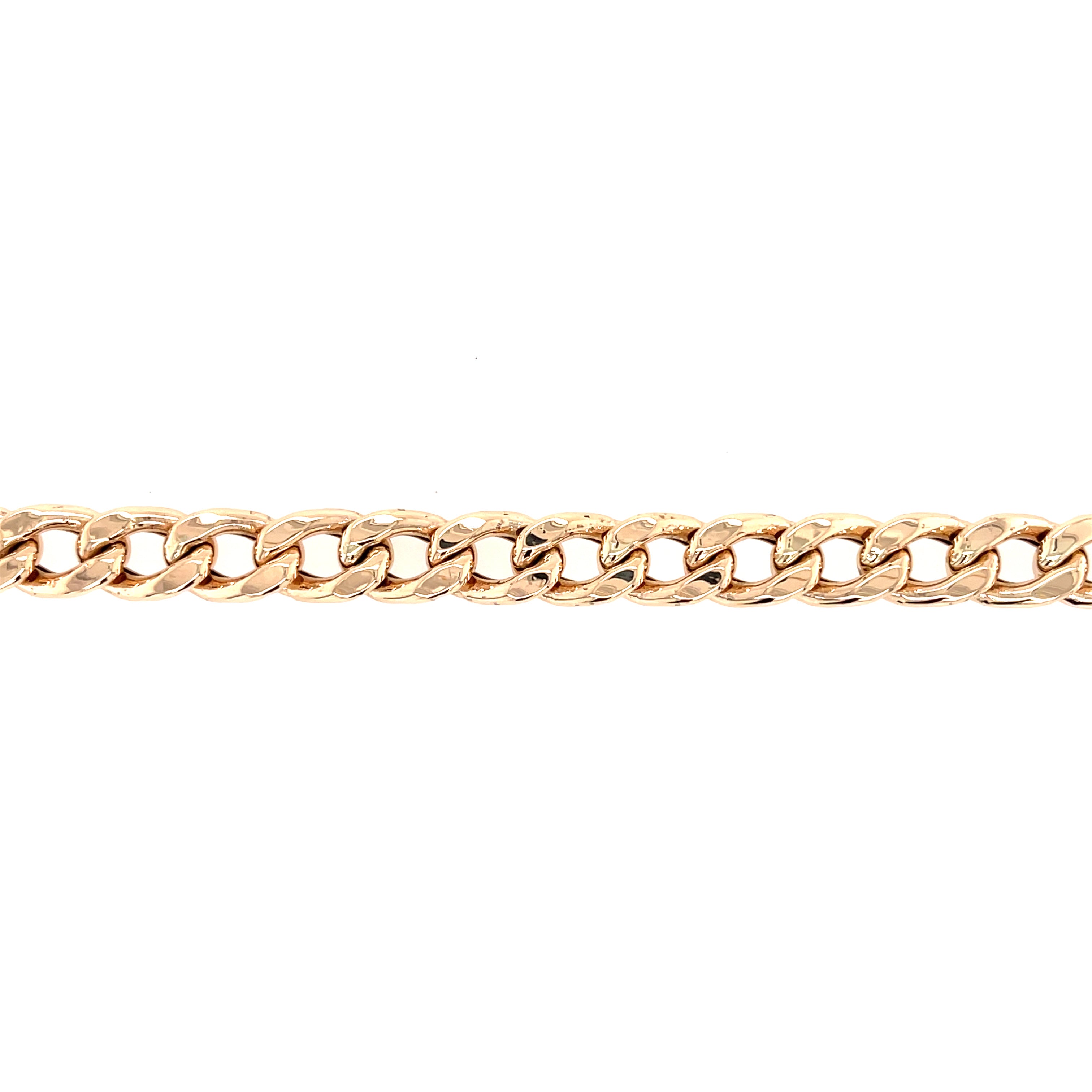 9ct Yellow Gold 8 Inch Hollow Curb Link Bracelet - 14.10g
