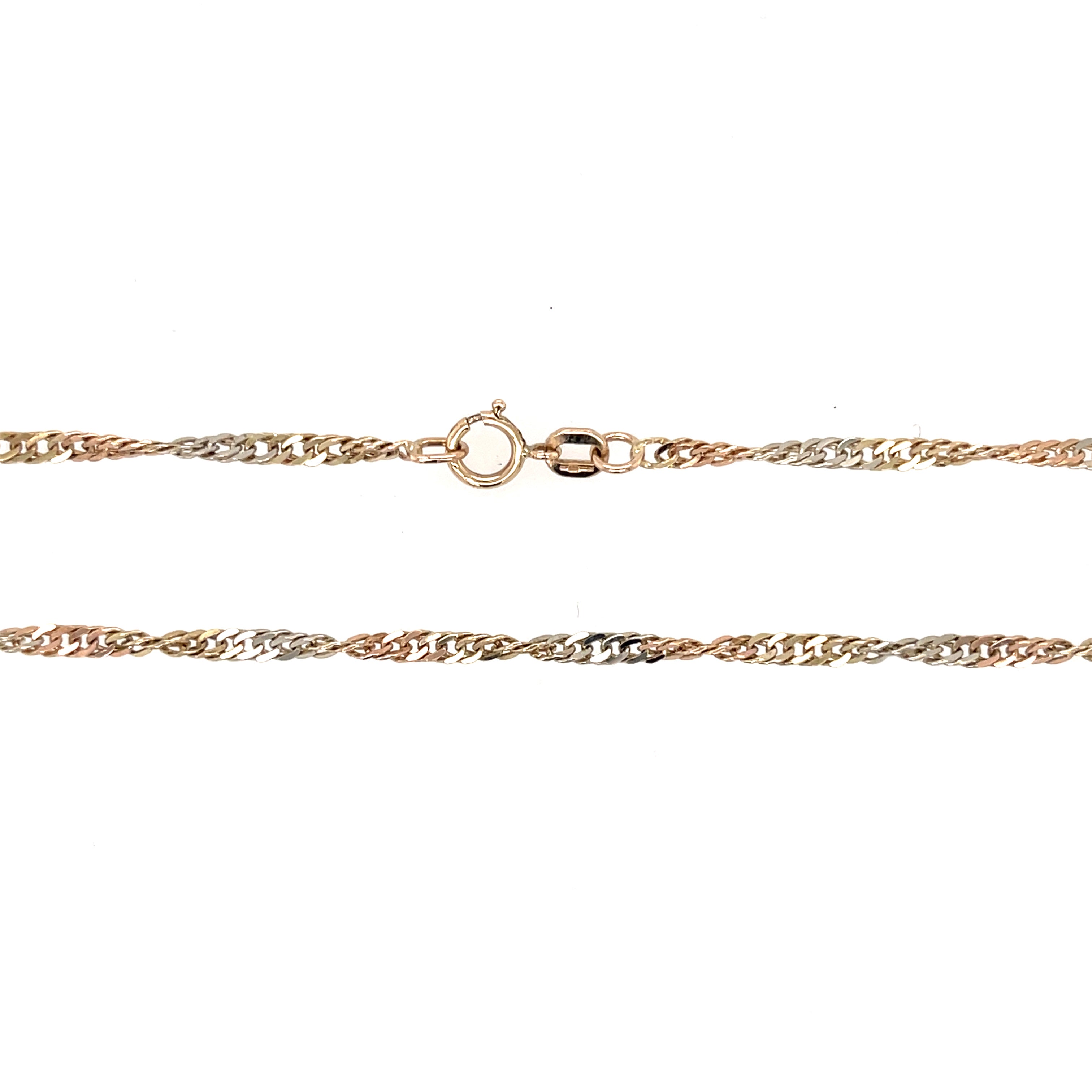 9ct Yellow, White & Rose Gold 16" Singapore Link Chain - 4.10g SOLD