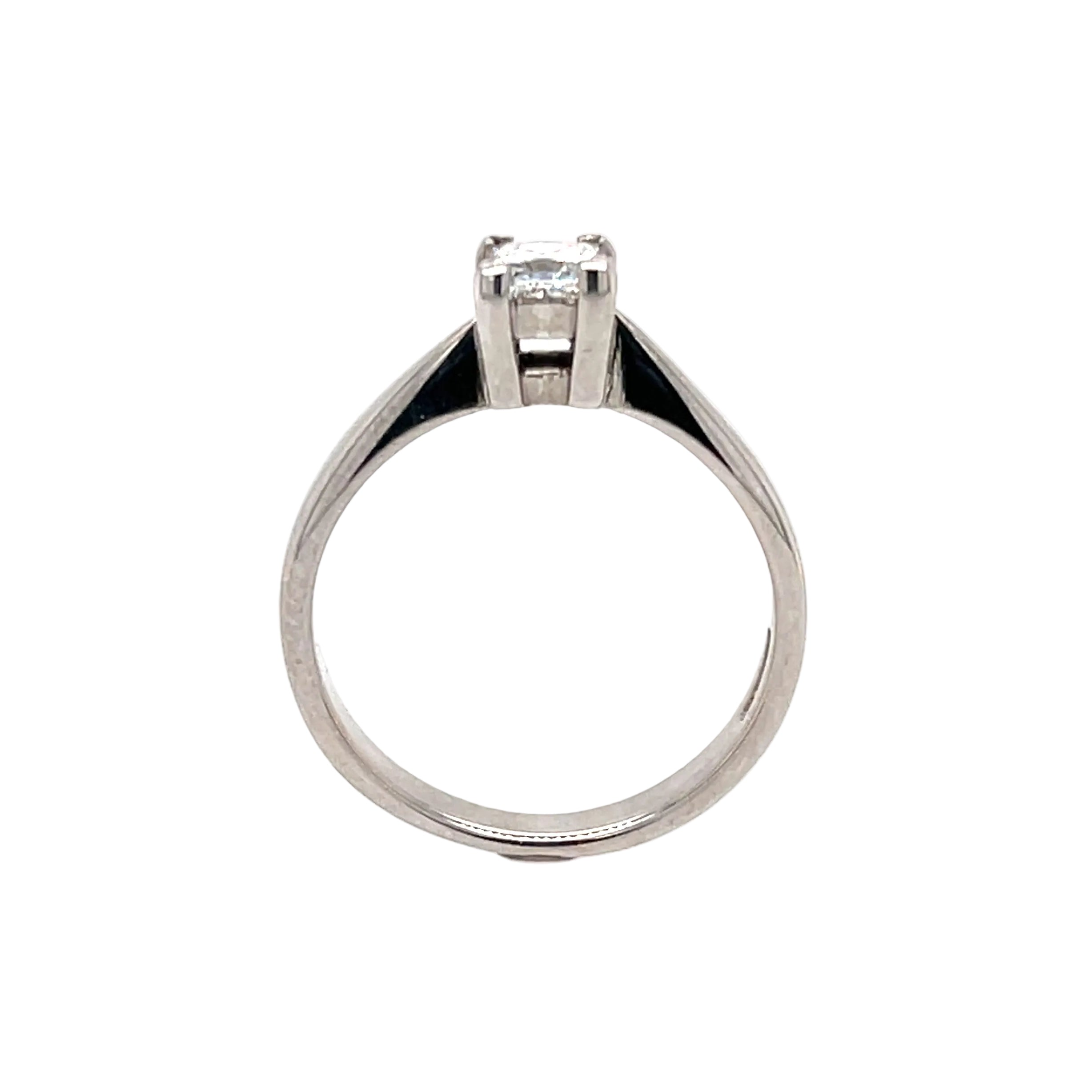 18ct White Gold 0.44ct Princess Cut Diamond Solitaire Engagement Ring Certified F VS