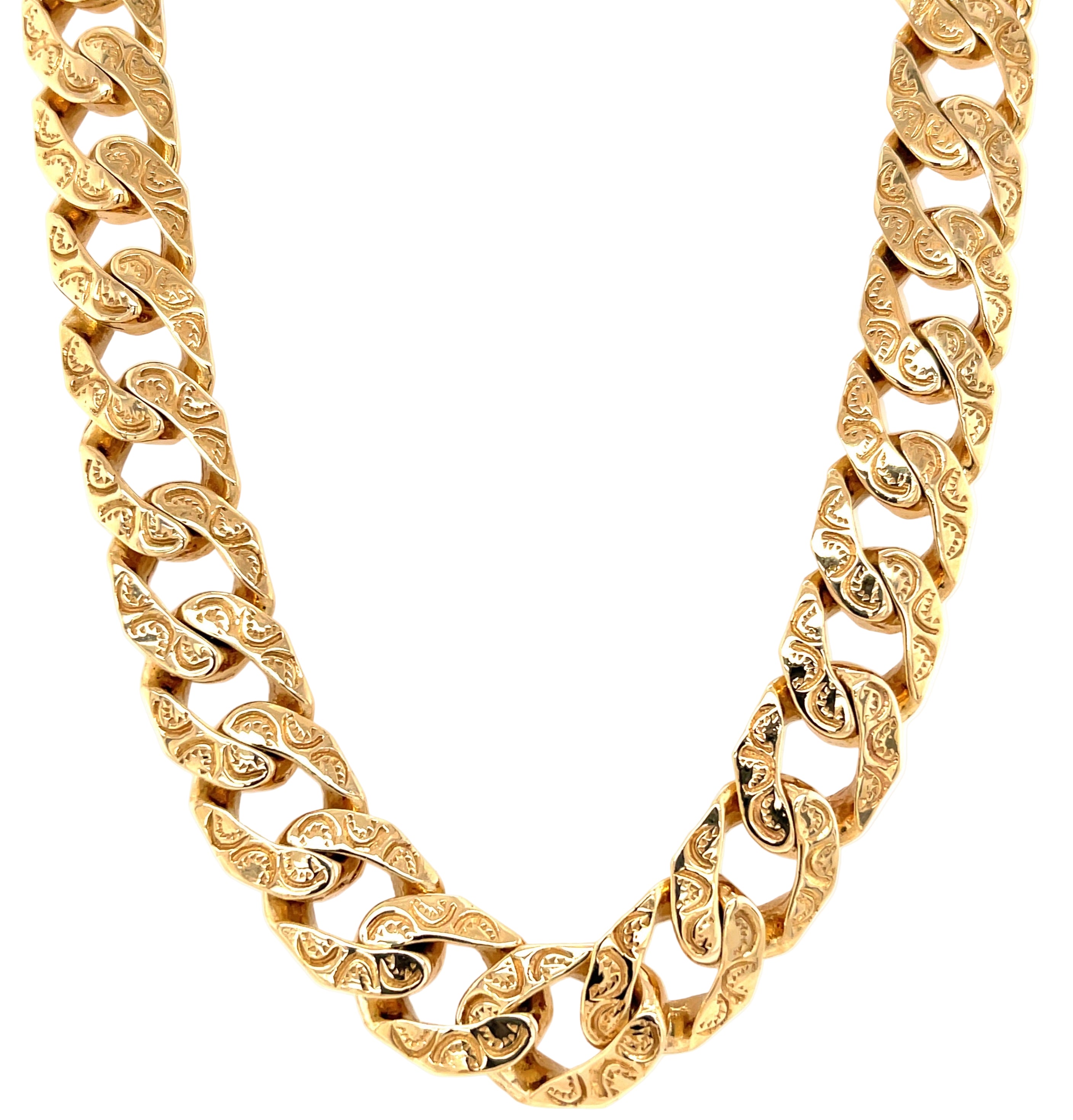 9ct Yellow Gold 22Inch Heavy Patterned Ounce Curb Chain
