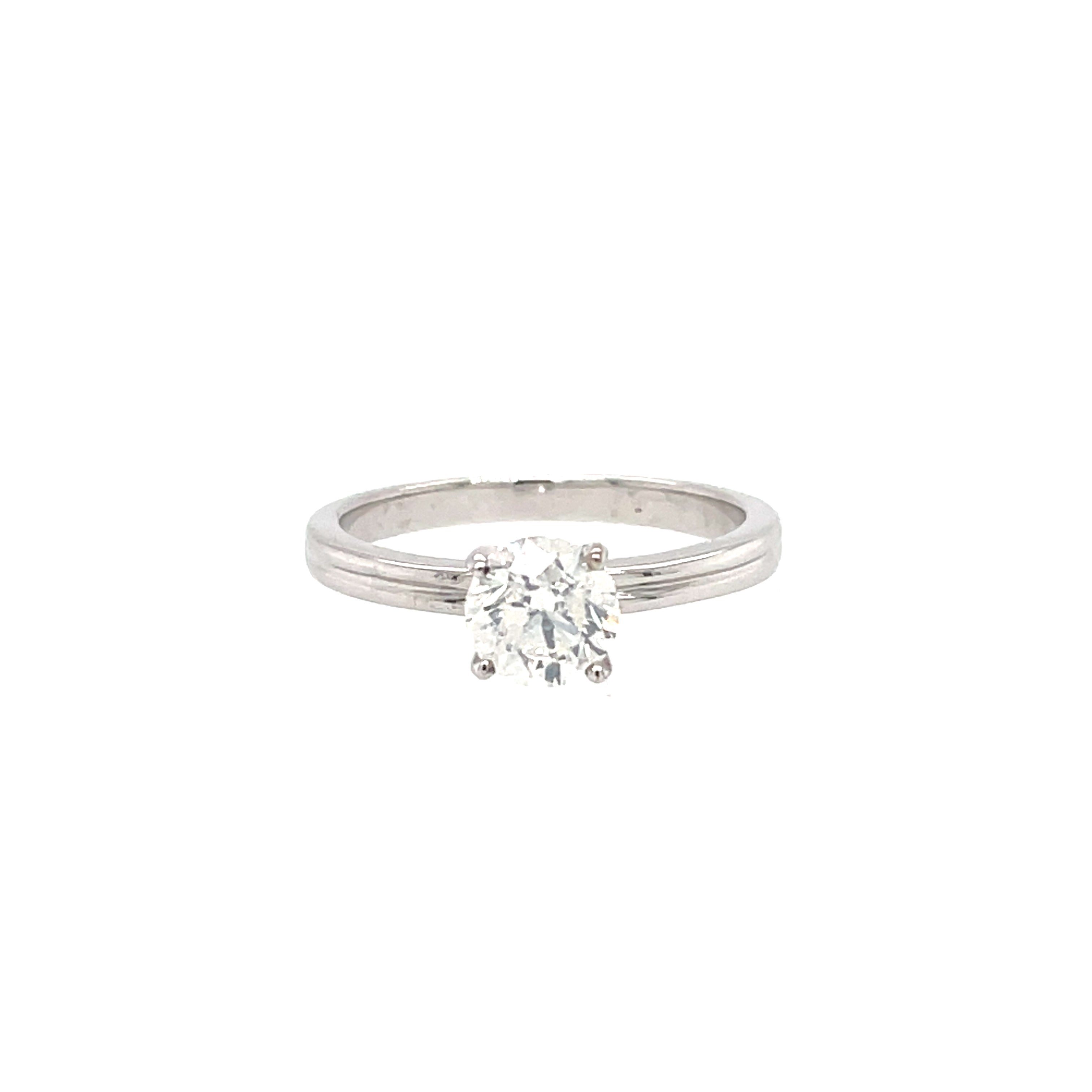 18ct White Gold 0.90ct Round Brilliant Cut Diamond Solitaire Engagement Ring