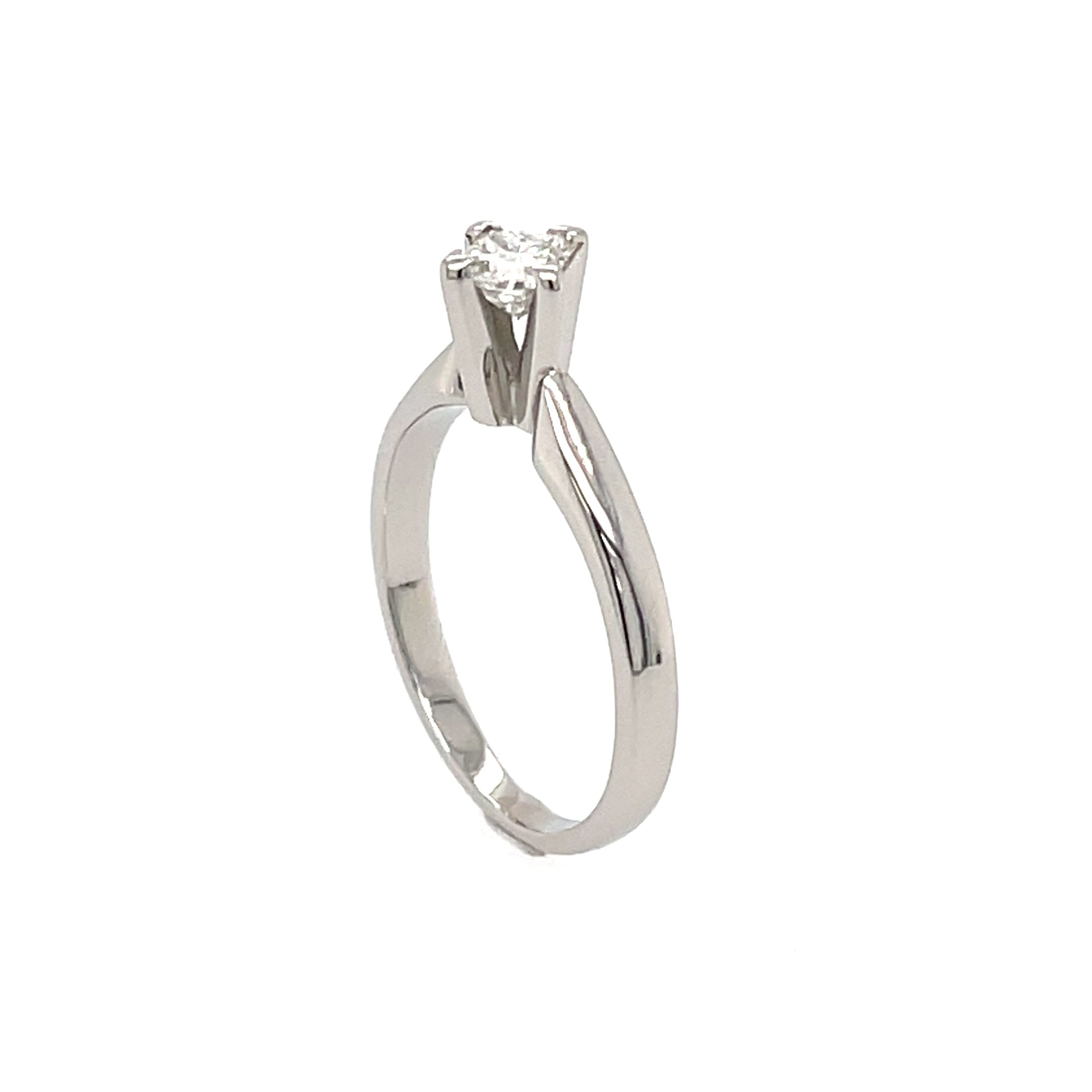 Platinum 0.34ct Princess Cut Diamond Solitaire Engagement Ring Certified H VVS