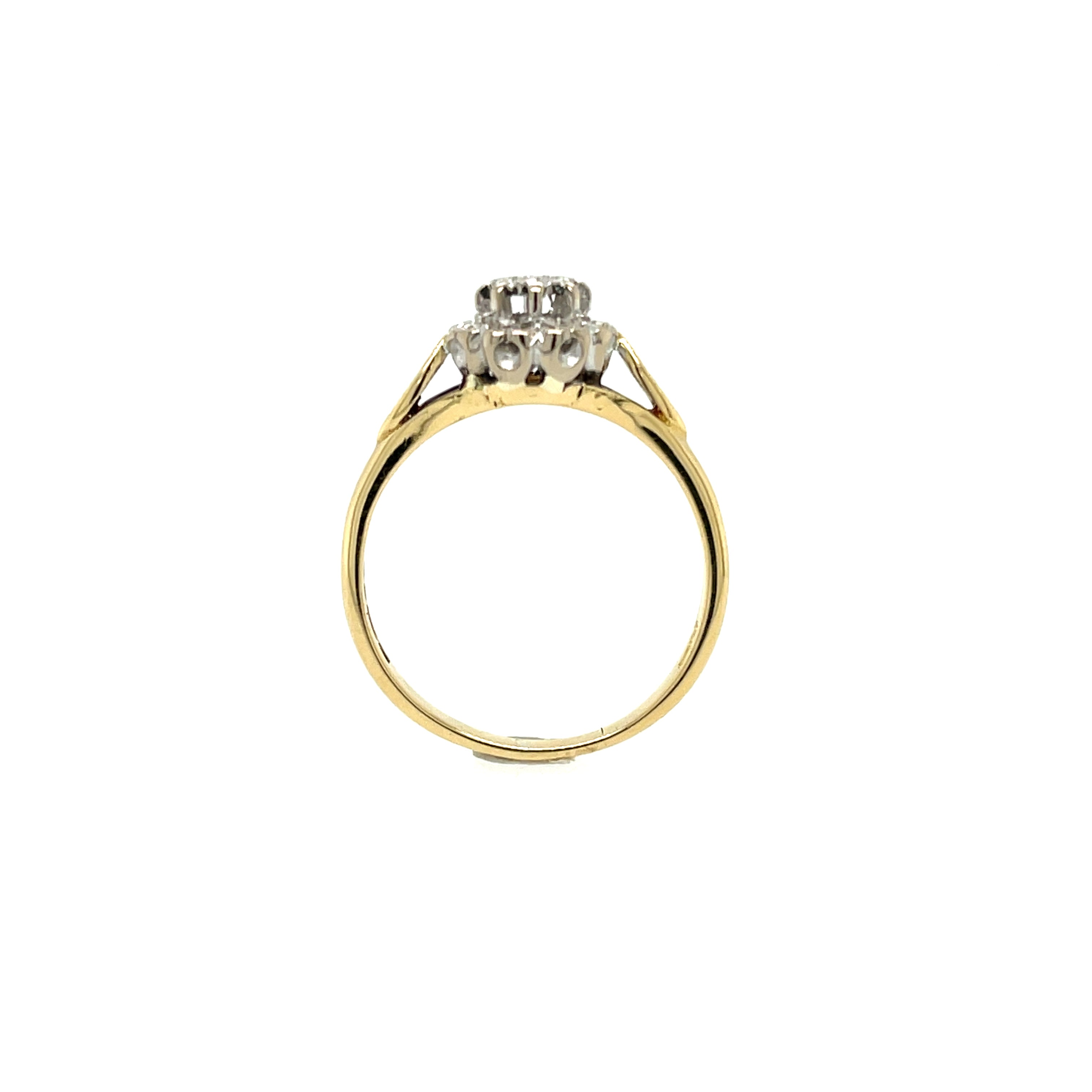 18ct Yellow Gold 0.10ct Vintage Diamond Cluster Ring London 1978