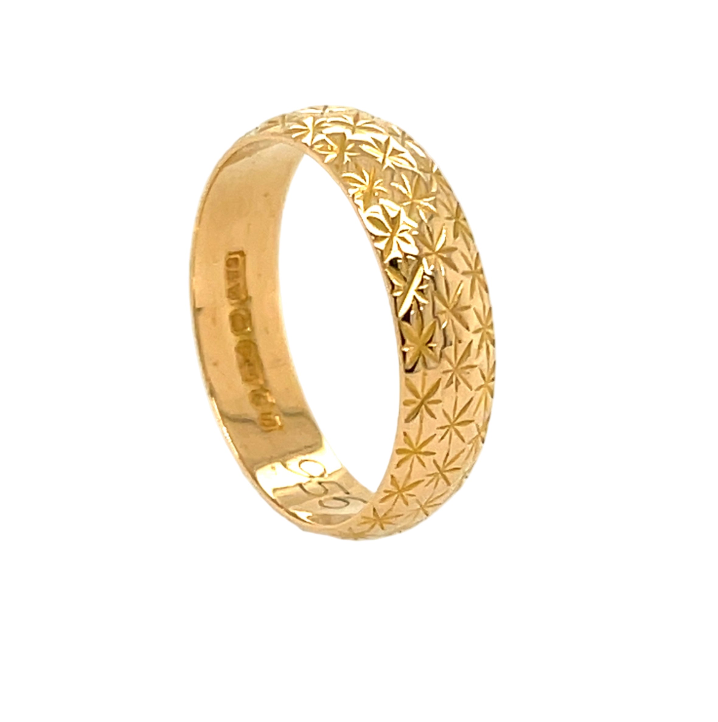 22ct Yellow Gold Patterned 5mm Wedding Band London 1977