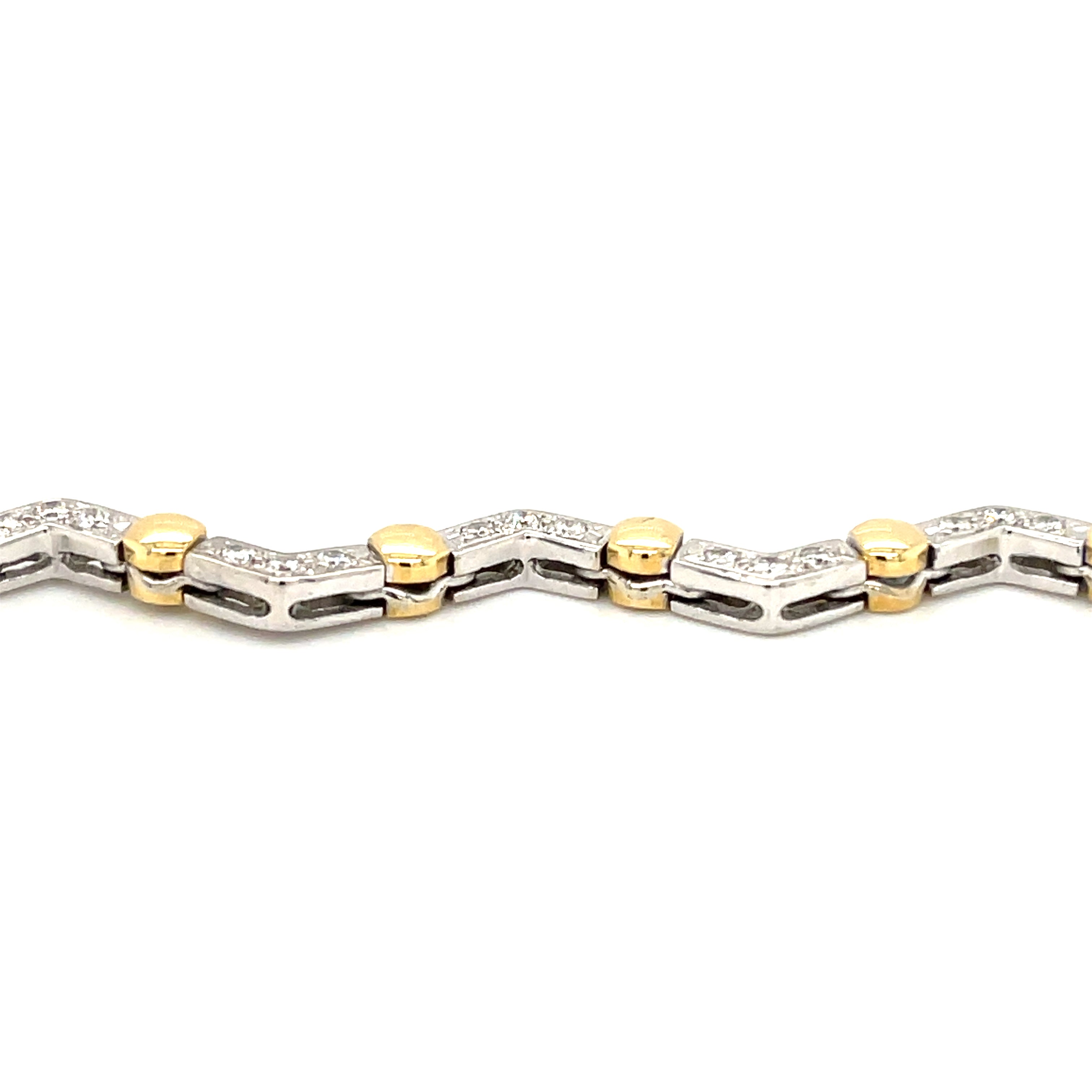 18ct White & Yellow Gold 1.50ct Diamond Zigzag Bracelet