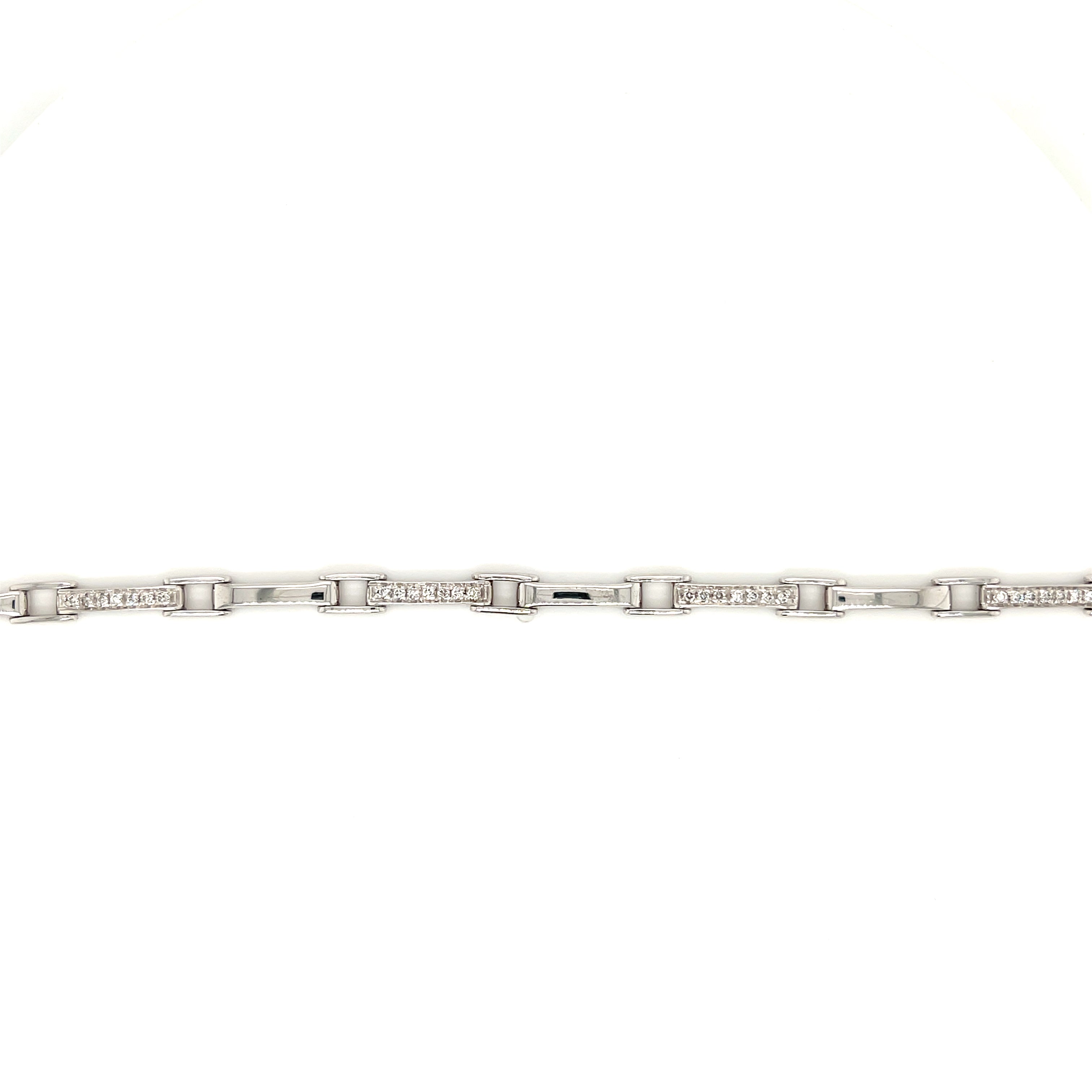 18ct White Gold 0.50ct Diamond 7.5" Rectangle Link Bracelet