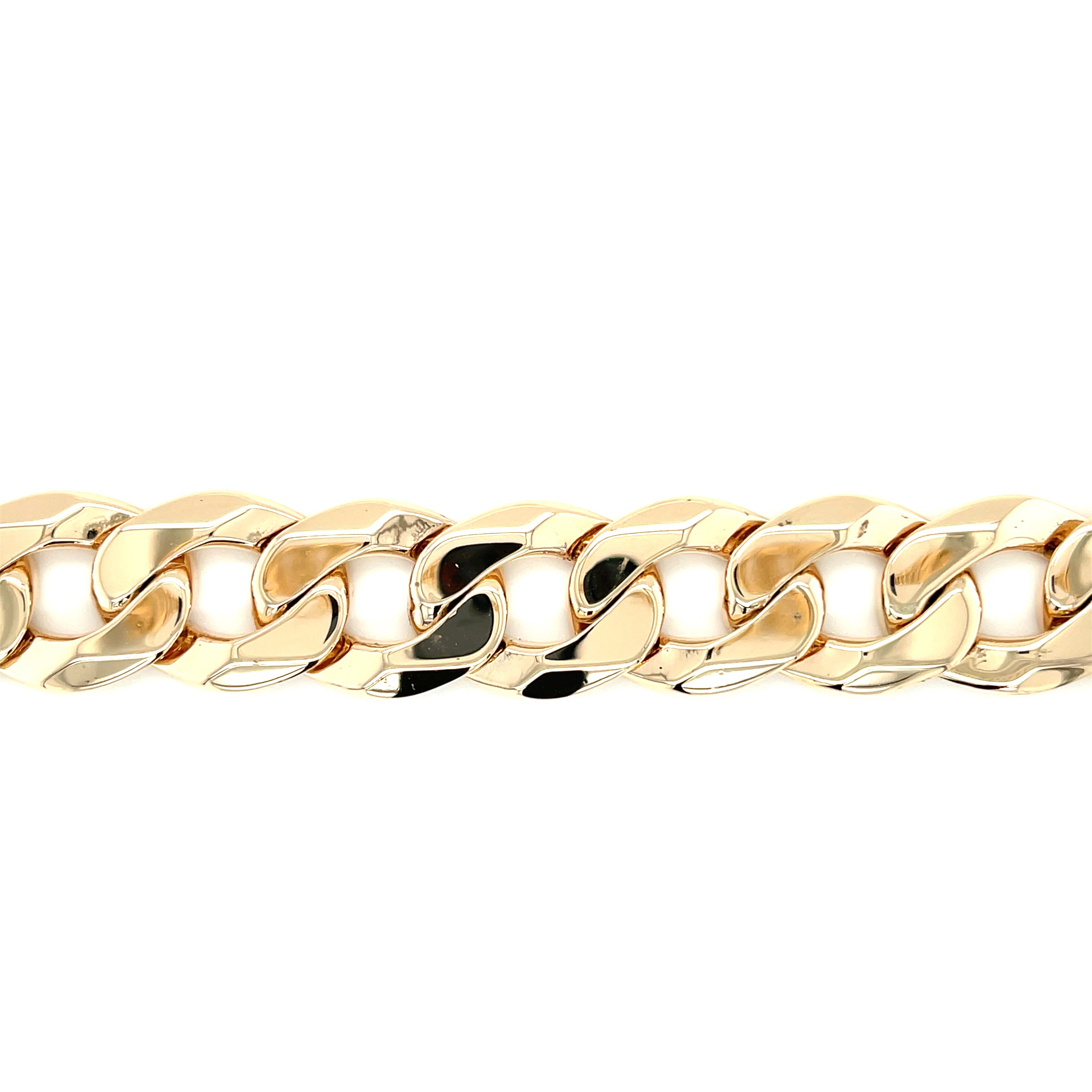 9ct Yellow Gold Heavy 9 Inch Curb Link Bracelet - 88.50g