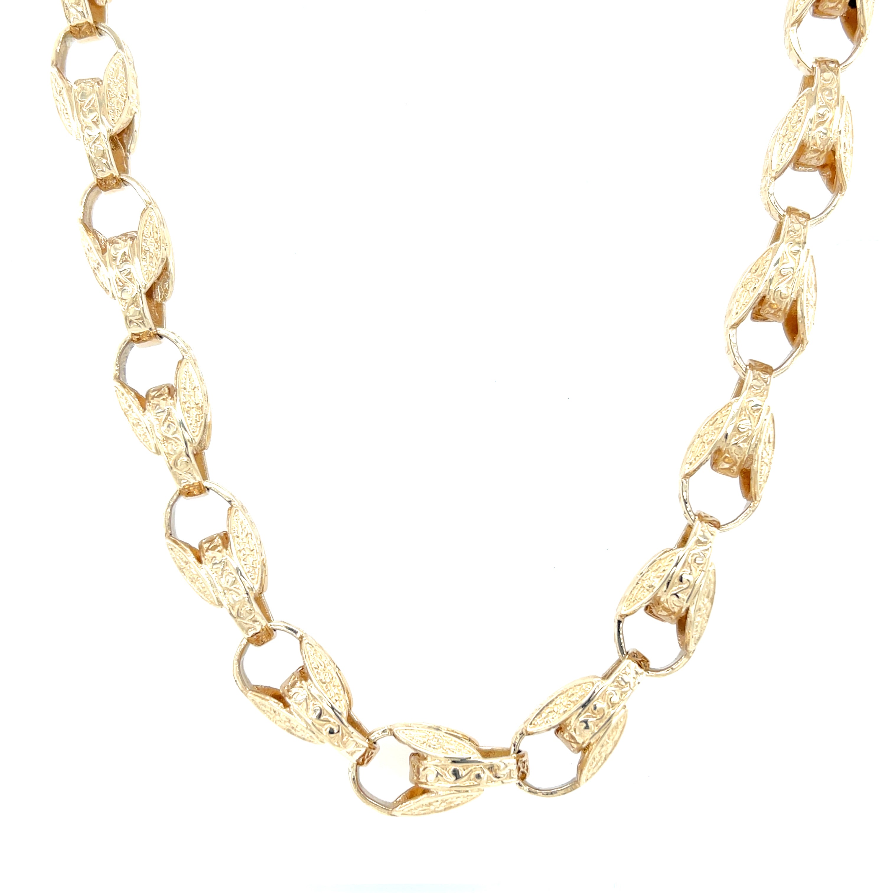 9ct Yellow Gold 30" Heavy Tulip Link Chain 90.40g