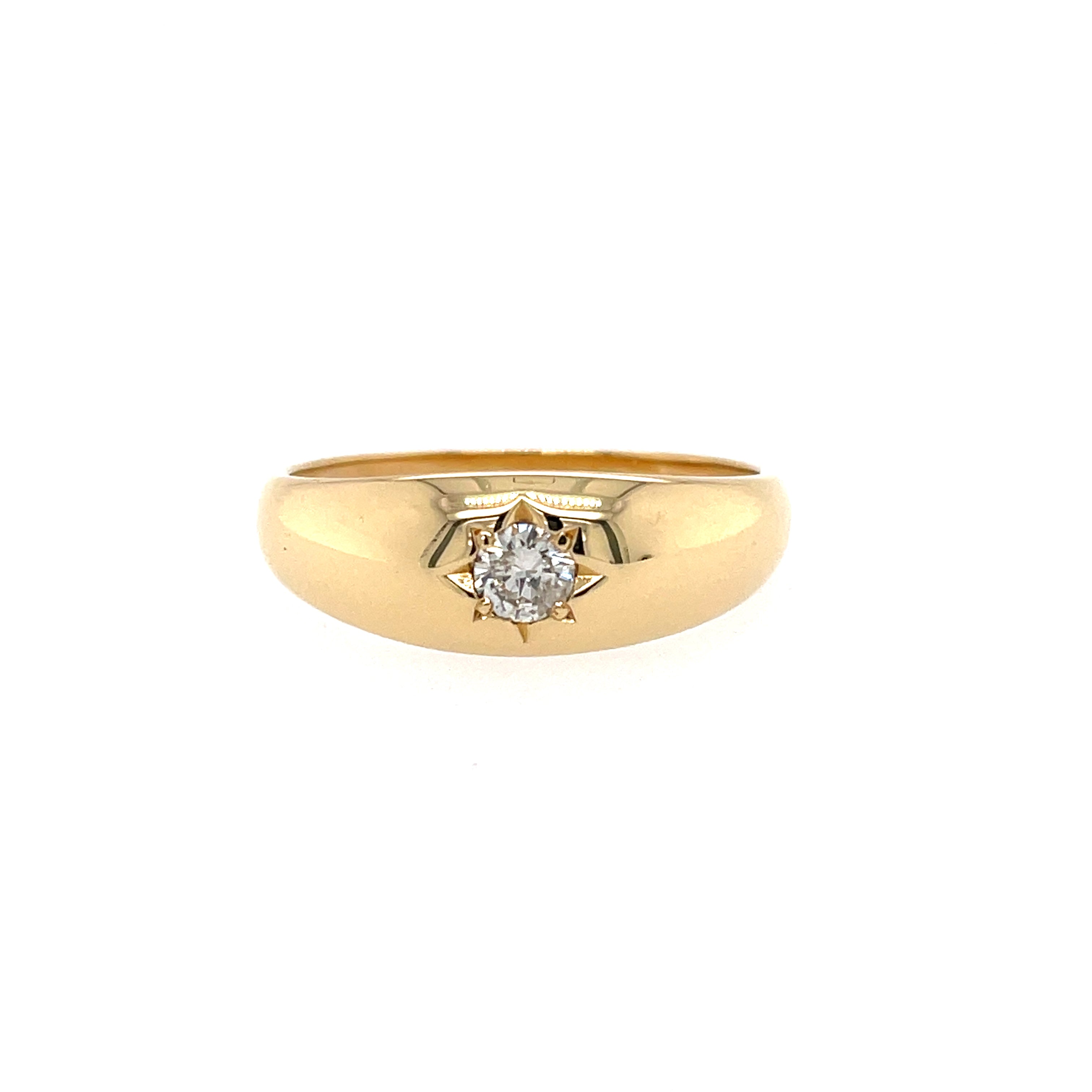 18ct Yellow Gold 0.25ct Diamond Single Stone Gypsy Ring