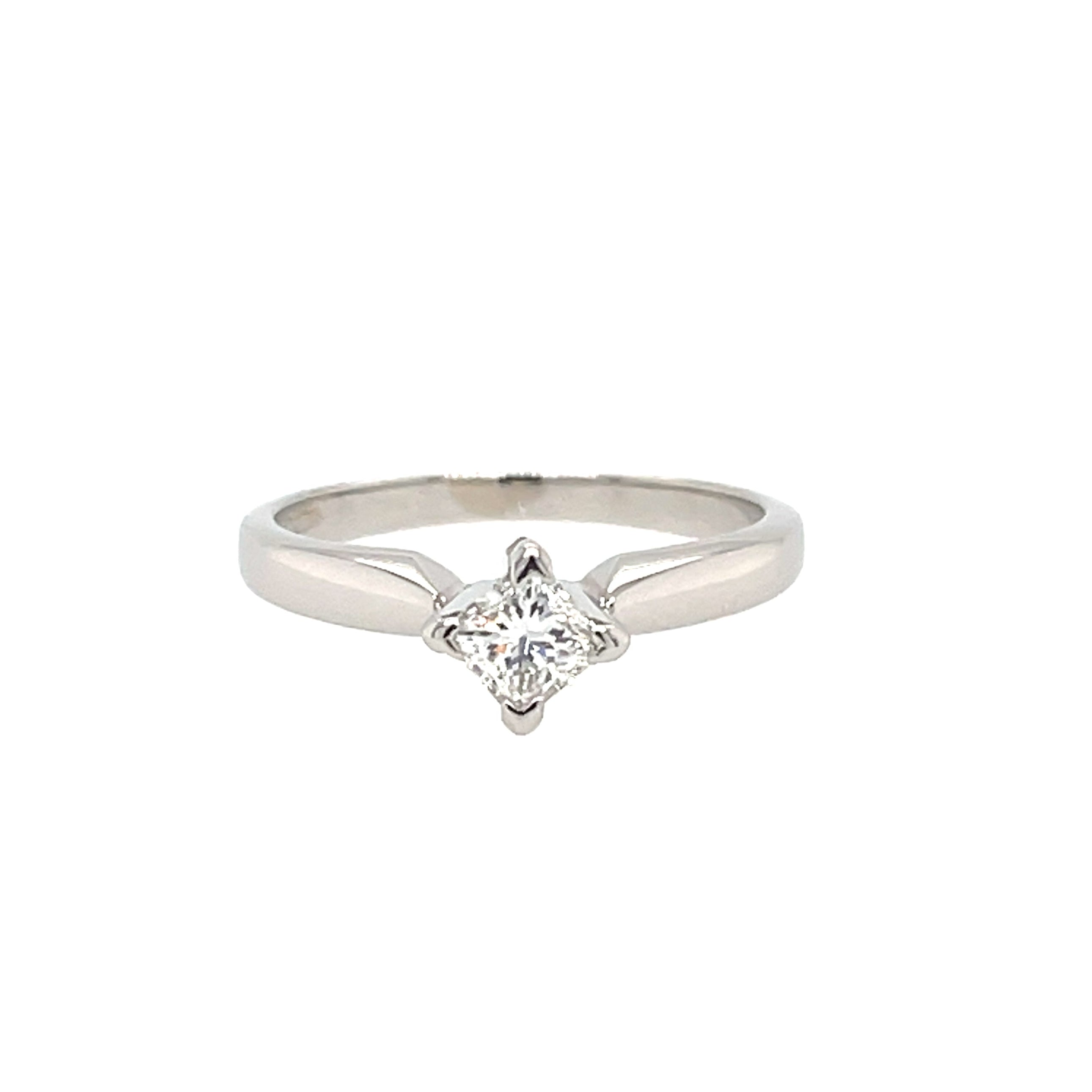 Platinum 0.34ct Princess Cut Diamond Solitaire Engagement Ring Certified H VVS