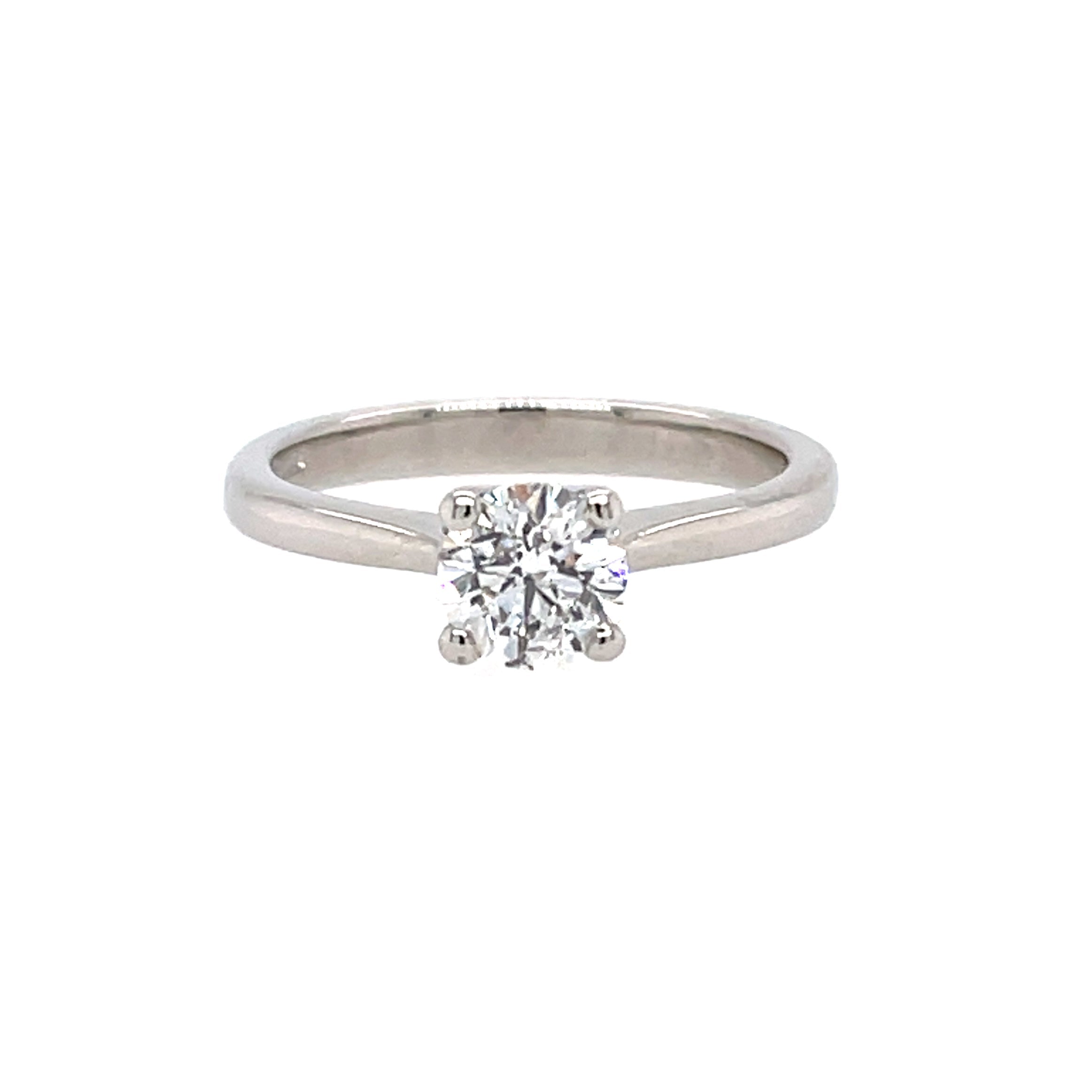 Platinum 0.60ct Round Brilliant Cut Diamond Solitaire Engagement Ring Certified F I1