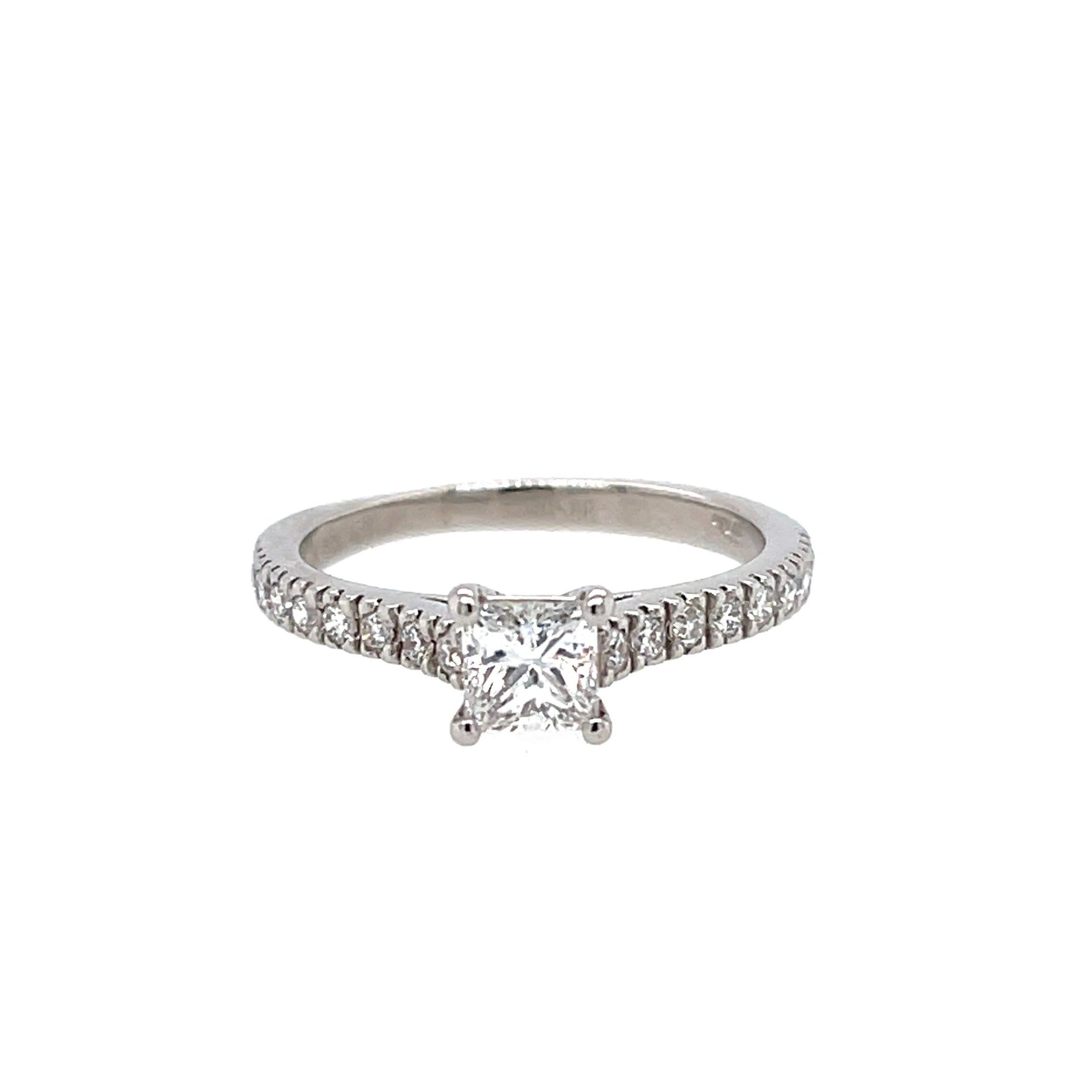 Platinum 0.67ct Princess Cut Diamond Solitaire Engagement Ring Certified D VS