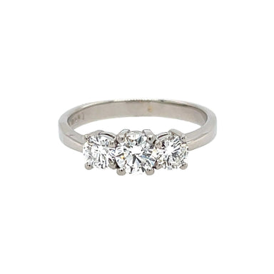 Platinum 0.75ct Round Brilliant Cut Diamond Three Stone Ring Certified