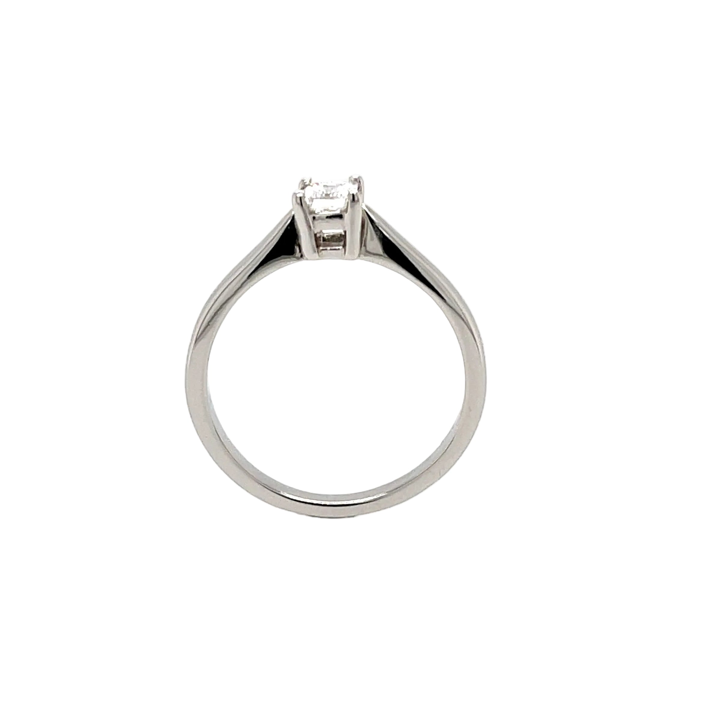 Platinum 0.26ct Emerald Cut Diamond Solitaire Engagement Ring Certified F VS